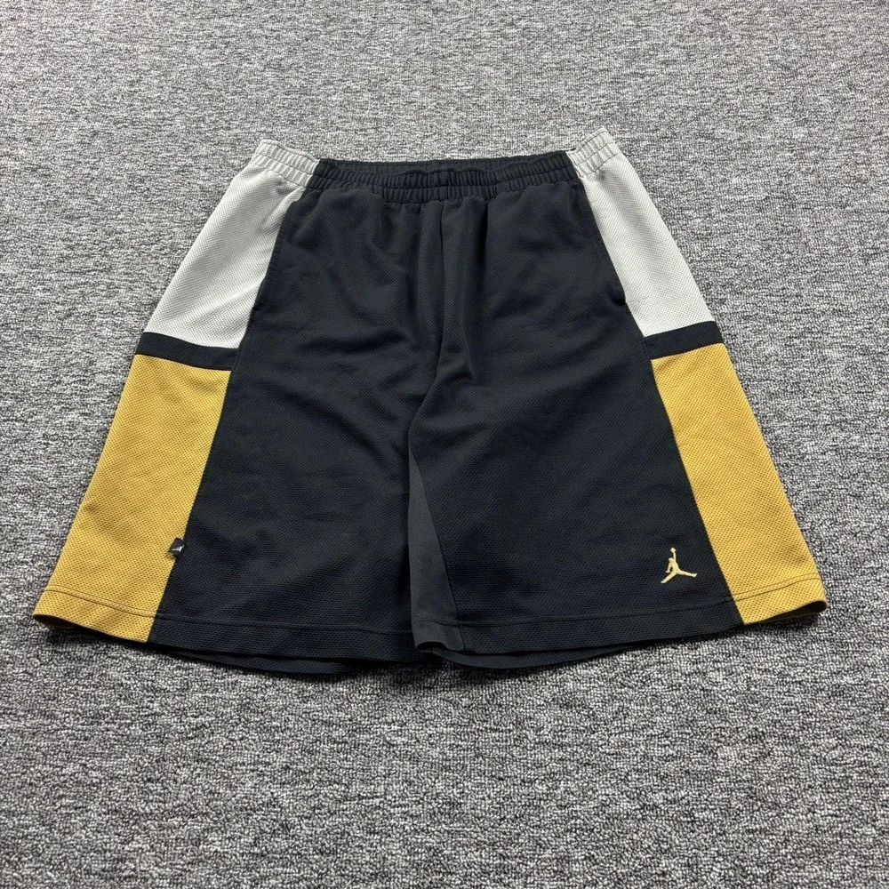 Y2K 2000s Jordan Brand Baggy Basketball Shorts Black/Gold/White Size Large